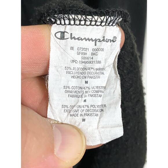 Champion Authentic Athleticwear Black Hoodie Sweatshirt Logo Sleeves Mens M - Picture 8 of 8